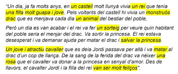 Tros de text de la llegenda de sant jordi